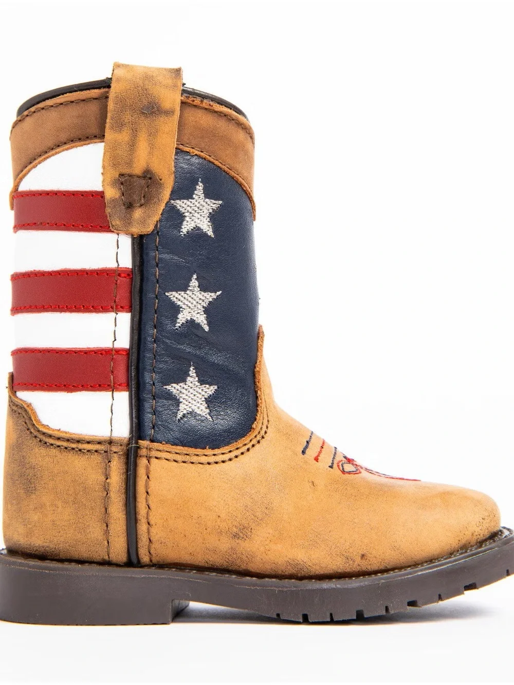 Cody James American Toddler Tan & Navy Western Flag Boot